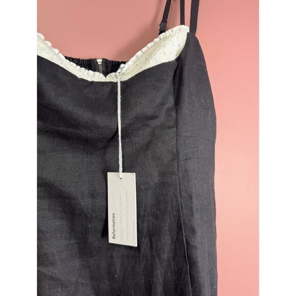 Reformation Lovella Linen Dress in Black Size 10 - Picture 6 of 7